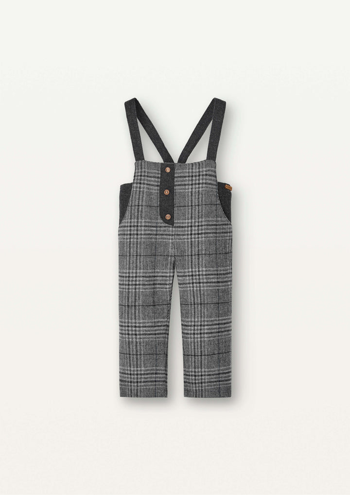 Mod.10.3 Grey plaid woollen contrasting dungarees