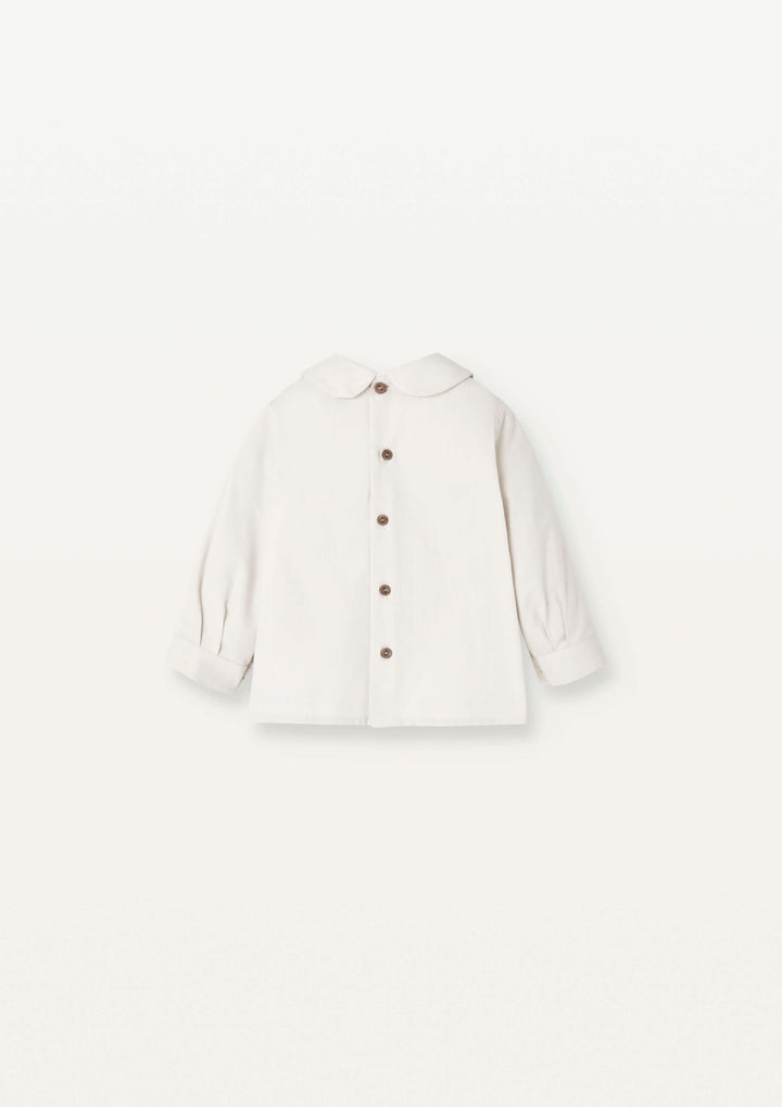 Mod.28.1 Off-white panelled shirt with baby collar