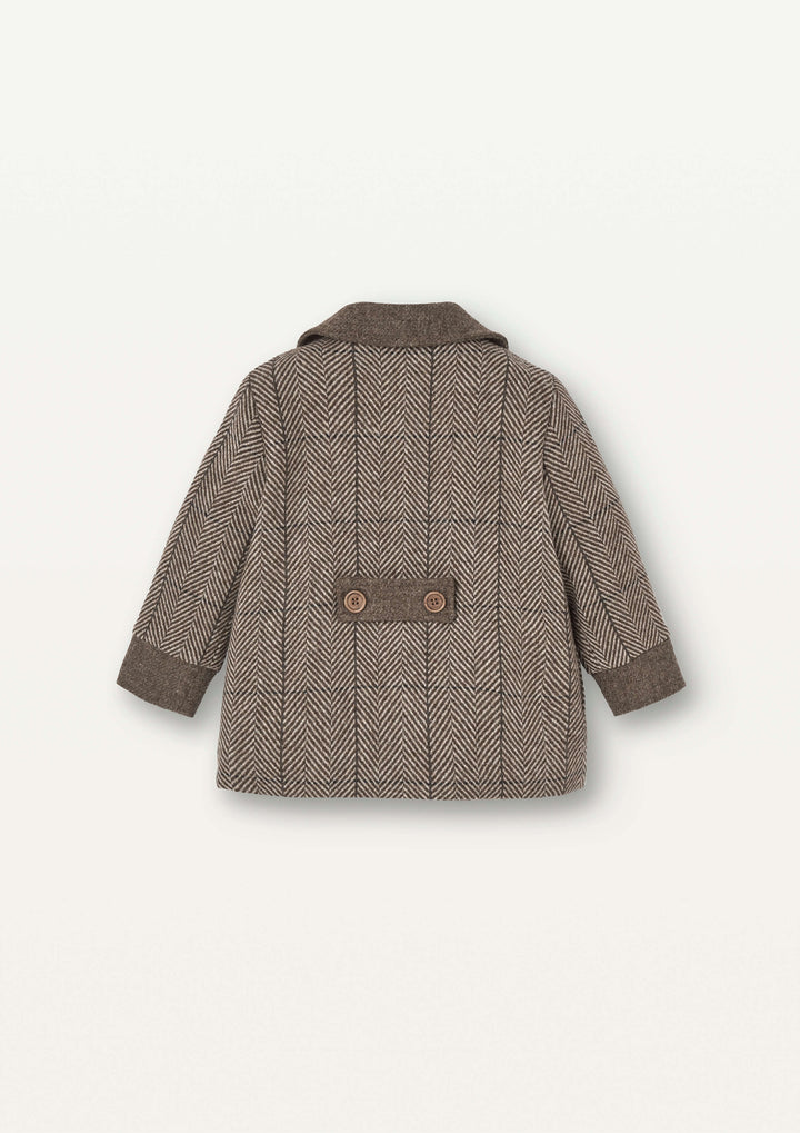 Mod.53.2 Brown herringbone woollen double-breasted coat