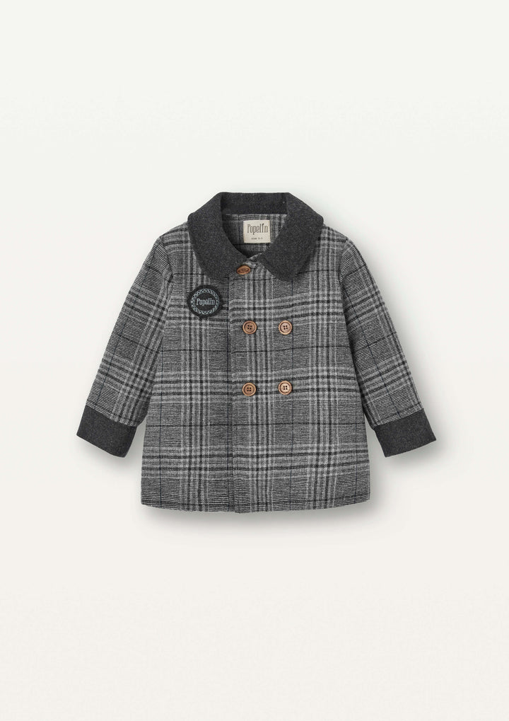 Mod.53.3 Grey plaid woollen double-breasted coat