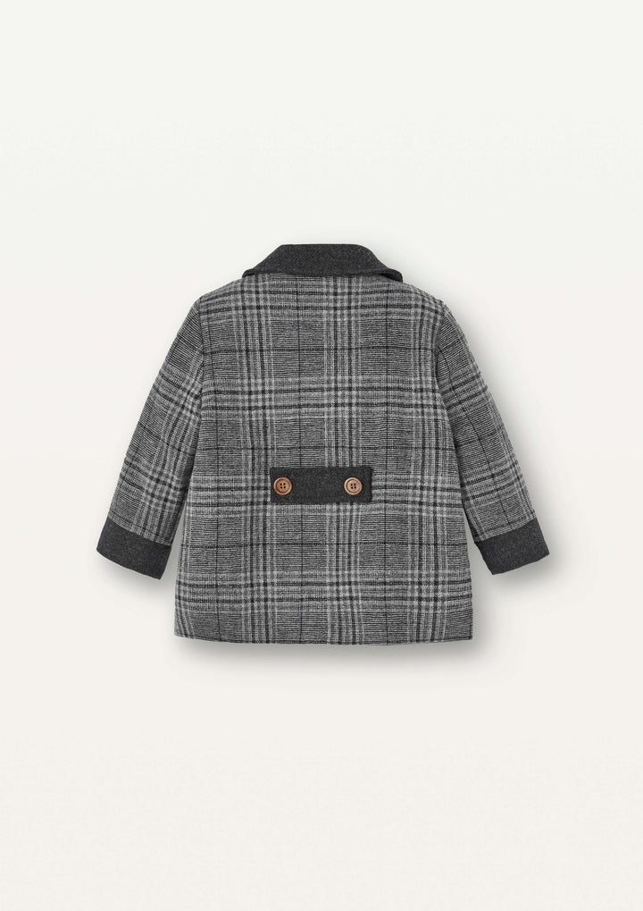 Mod.53.3 Grey plaid woollen double-breasted coat