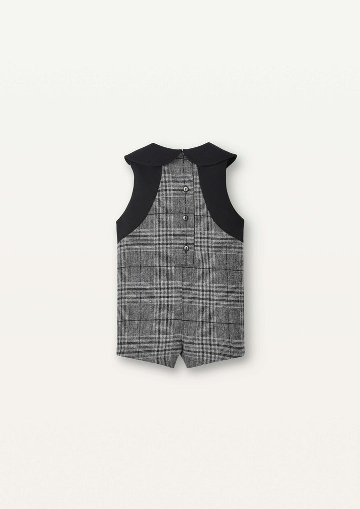 Mod.7.2 Grey plaid woollen dungarees with baby collar