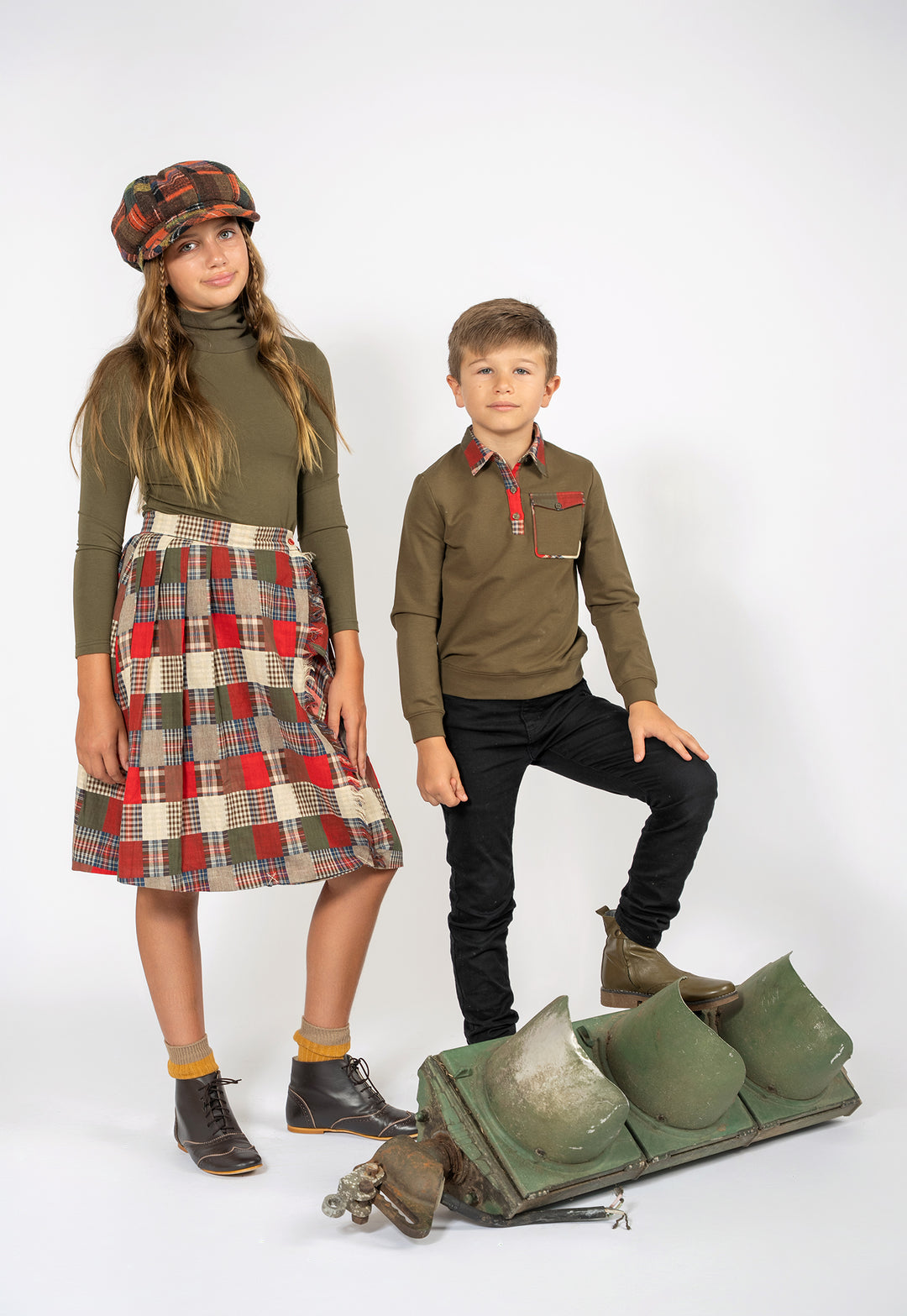 K6242-PLAID DETAIL POLO-GREEN