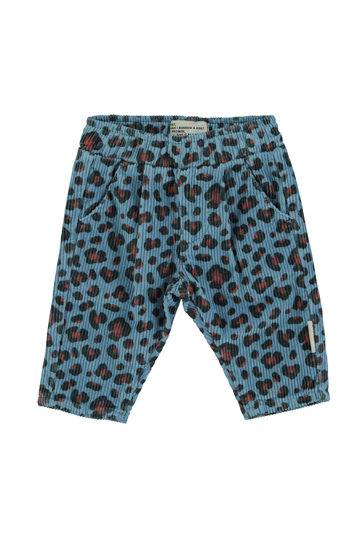 AW25.UN2501B-Unisex trousers | Blue w/ animal print-blue| cotton corduroy