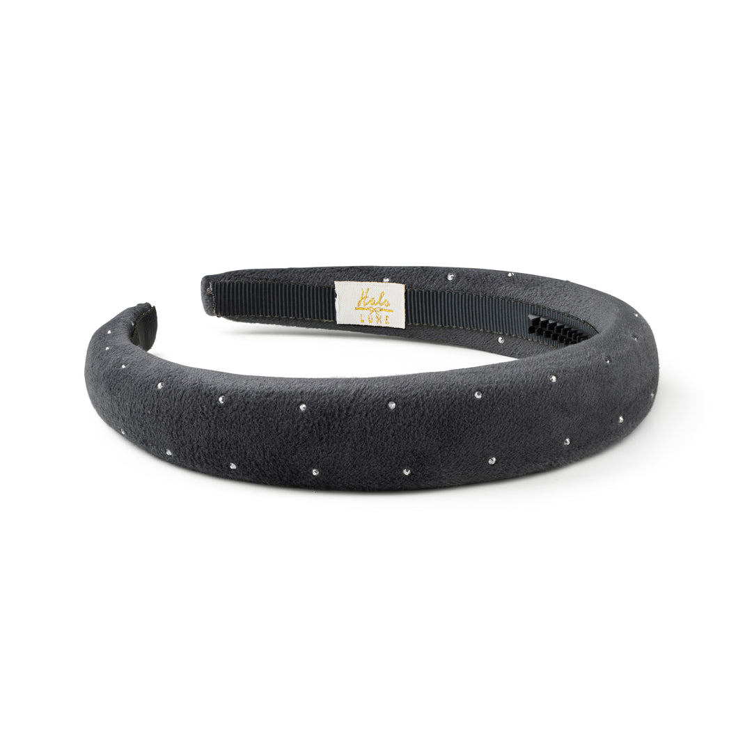 vivieh002-Vivienne studded velveteen headband-charcoal