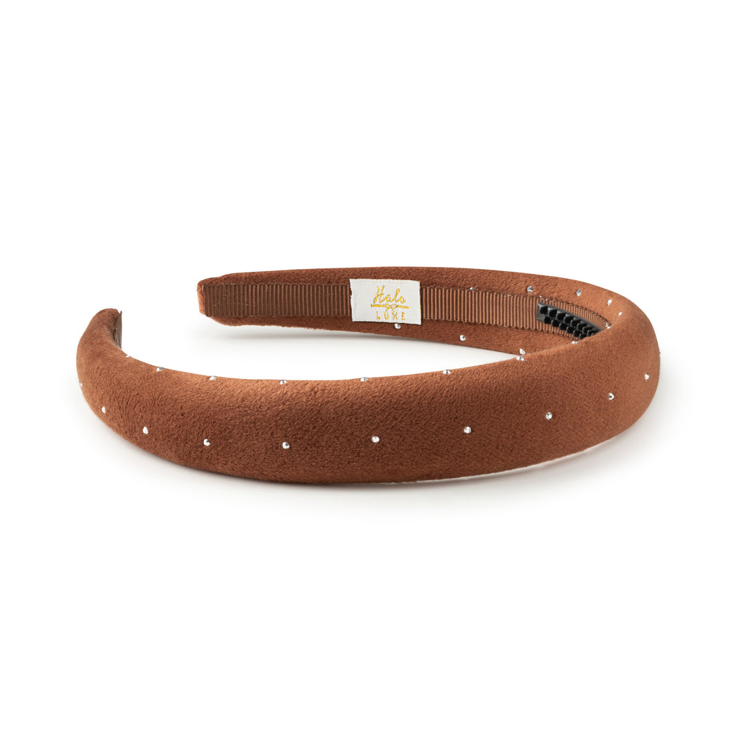 vivieh003-Vivienne studded velveteen headband-chocolate