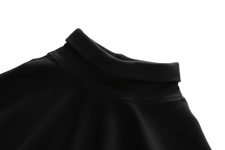 CIRCLE SKIRT WITH KNIT WAIST-BLACK