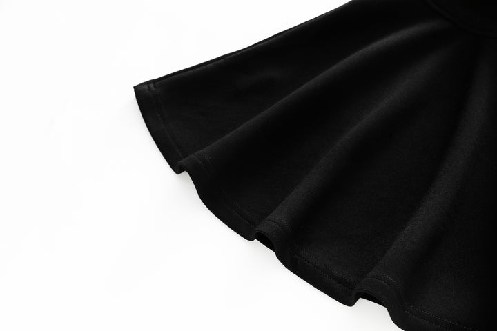 CIRCLE SKIRT WITH KNIT WAIST-BLACK