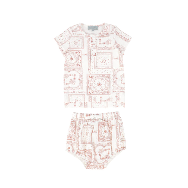 C-19775-Paisely Handkerchief Print Set -Pink