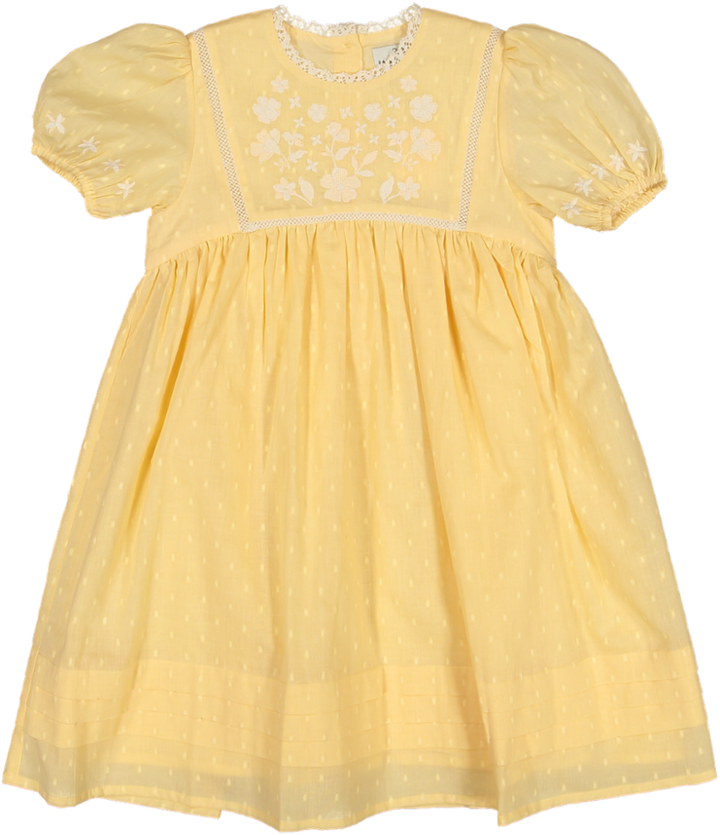 GEORGIA DRESS WITH SLEEVES-VANILLA DOBBY DOTS