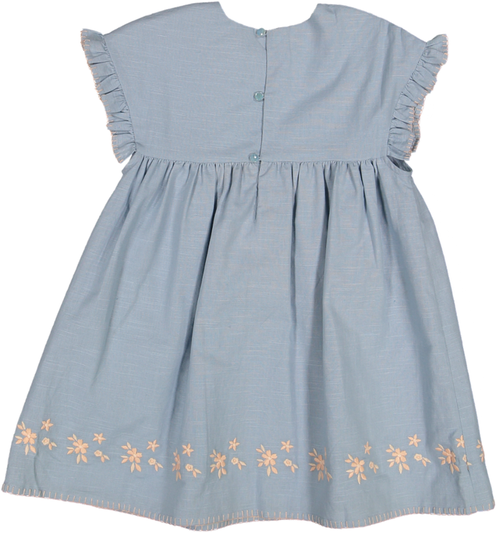 LILY DRESS-OCEAN BLUE COTTON LINEN