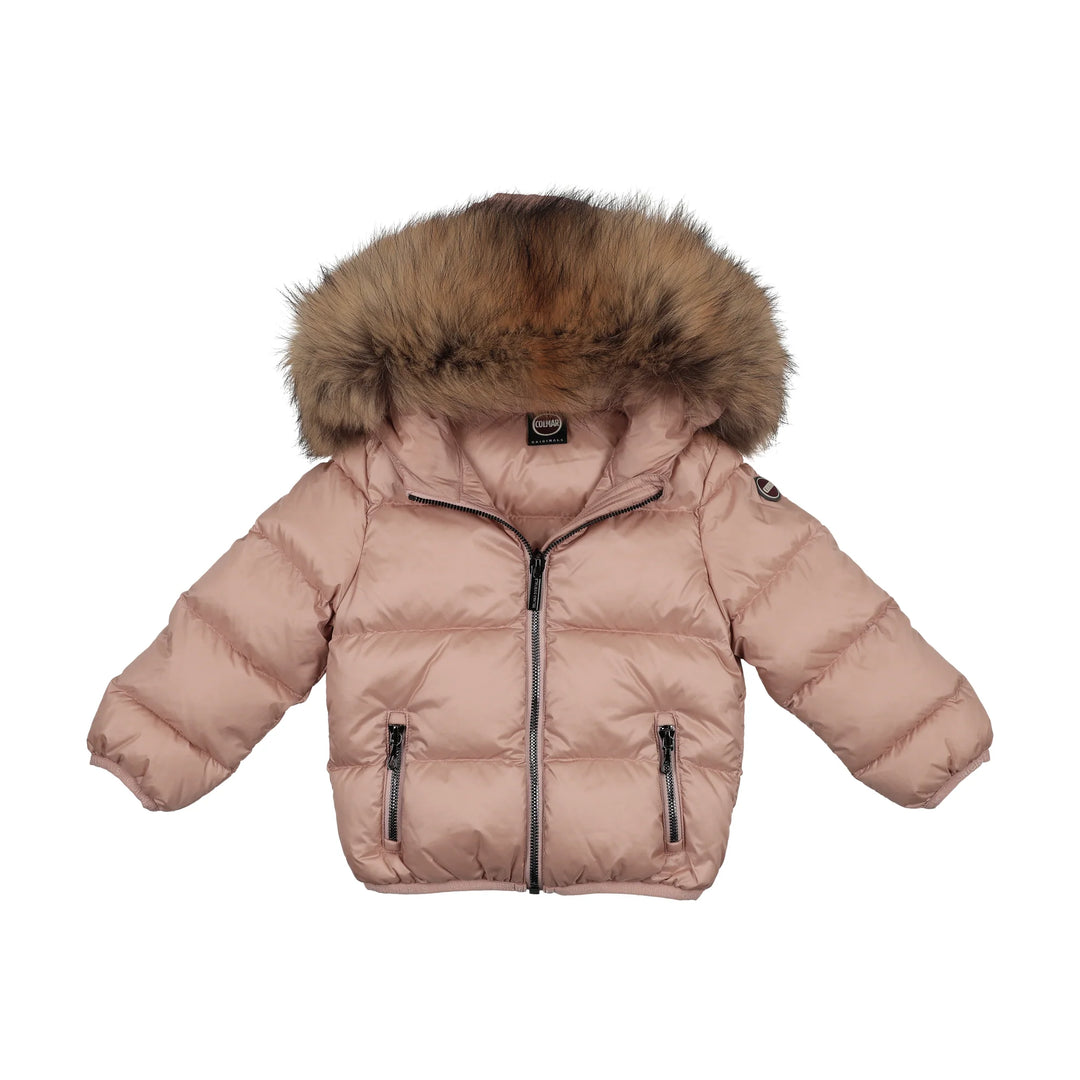 253470D/2YO-BABY DOWN JKT+FUR-VINTAGE ROSE