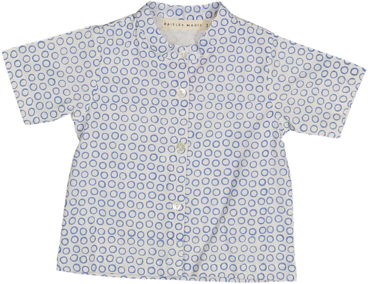 BASIC SHIRT-Blue Circle Print