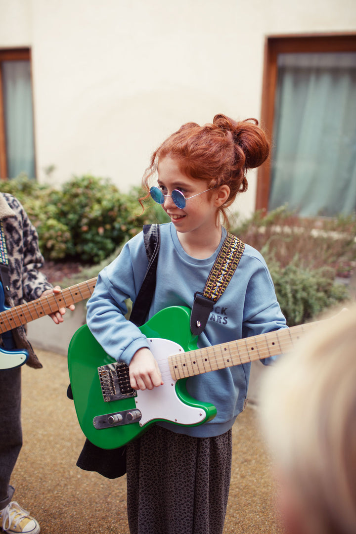 AW25.FLP2503BUSA-Sweatshirt | Blue w/ logo print-blue | carded organic cotton fleece
