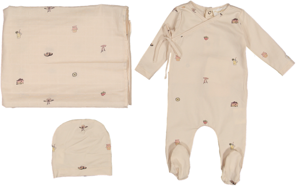 Picnic SWADDLE Set-Natural/Pink Print