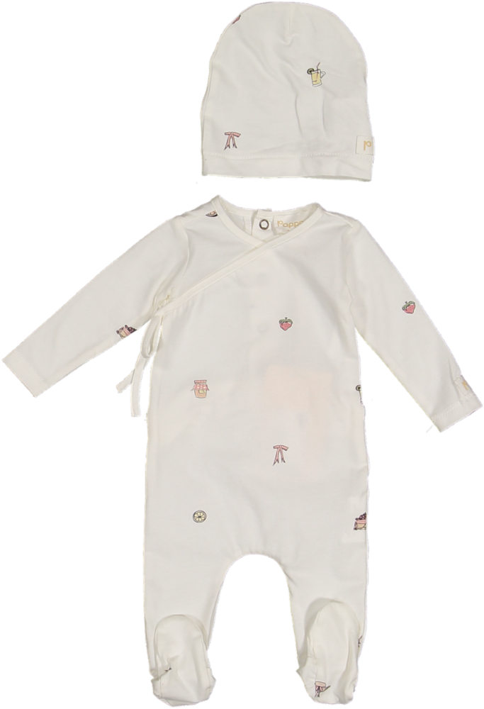 Picnic Footie/BEANIE SET-White/Red