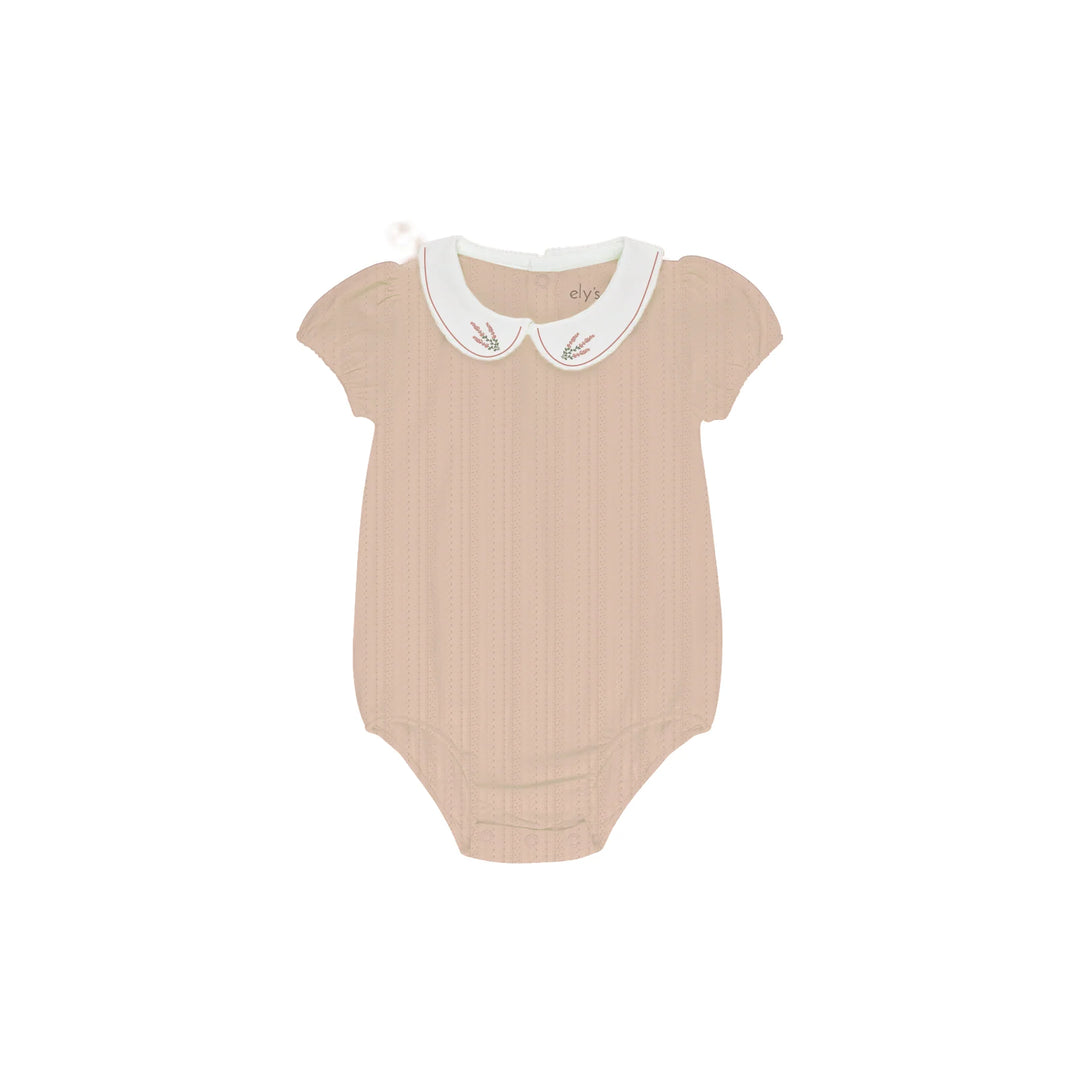 EMBOIDERED COLLAR COLLECTION-ROMPER-Pink Heather