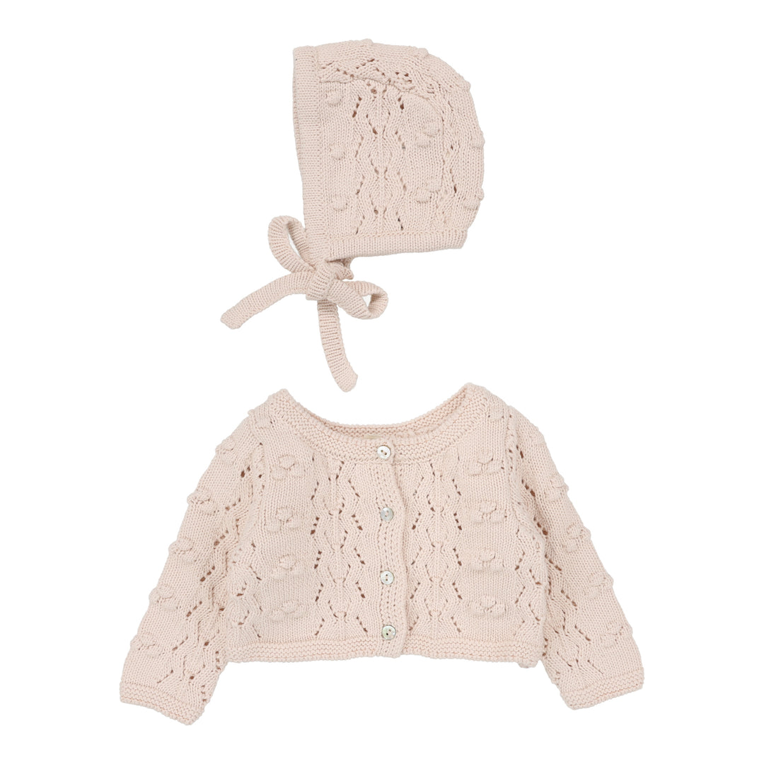 Popcorn Weave Cardigan Set-Petal