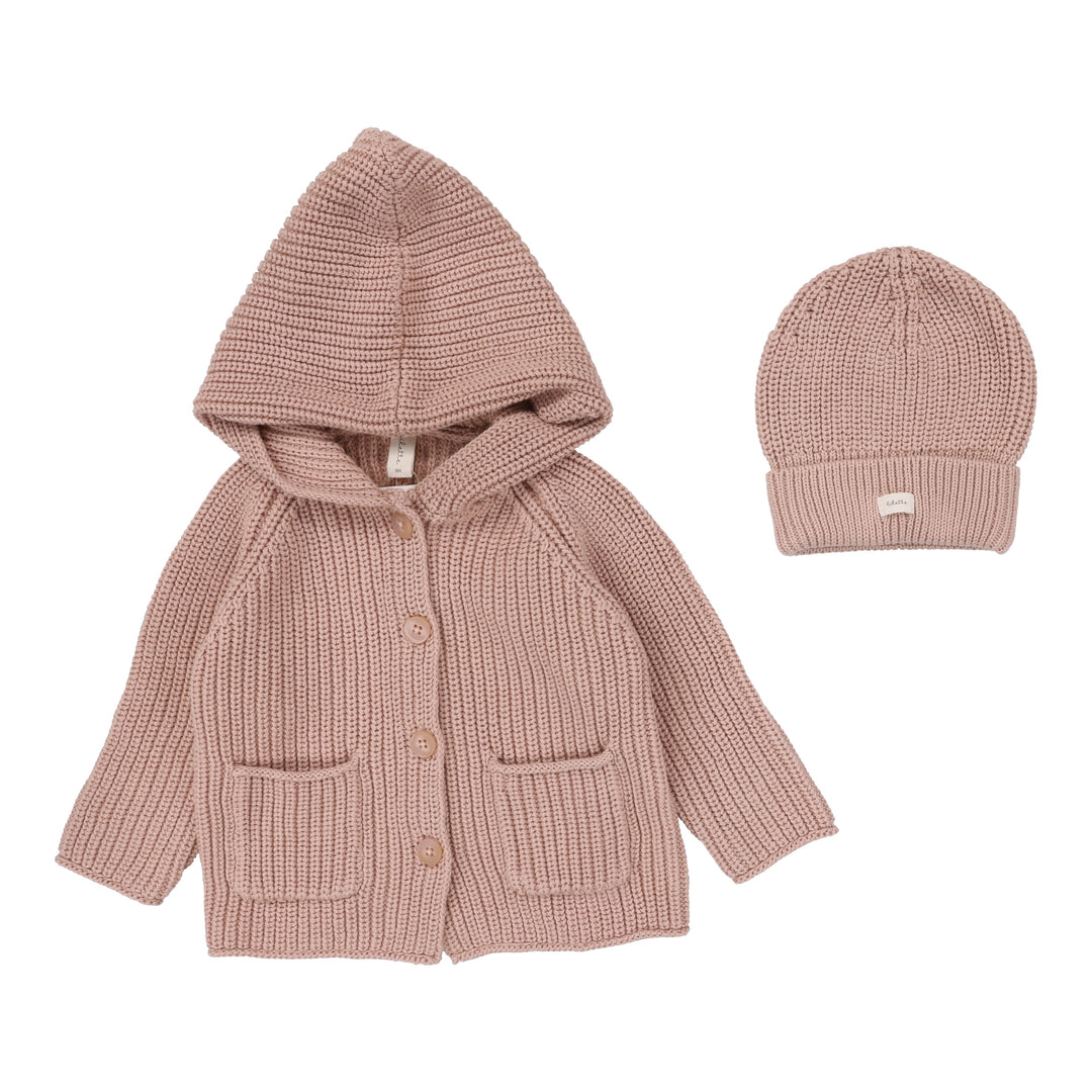 Chunky Cardigan Set-Classic Dusty Pink