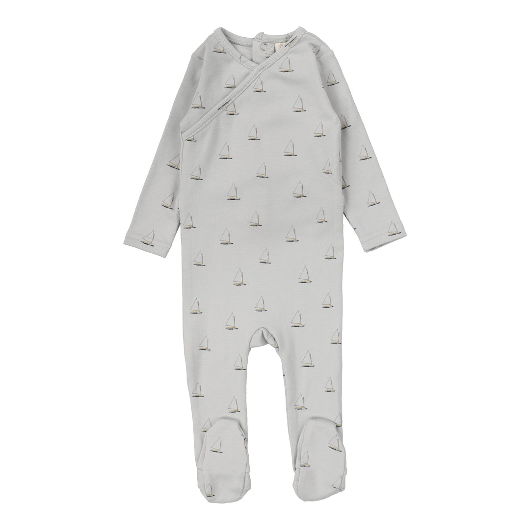 NAUTICAL FOOTIE-LIGHT BLUE/NAUTICAL PRINT