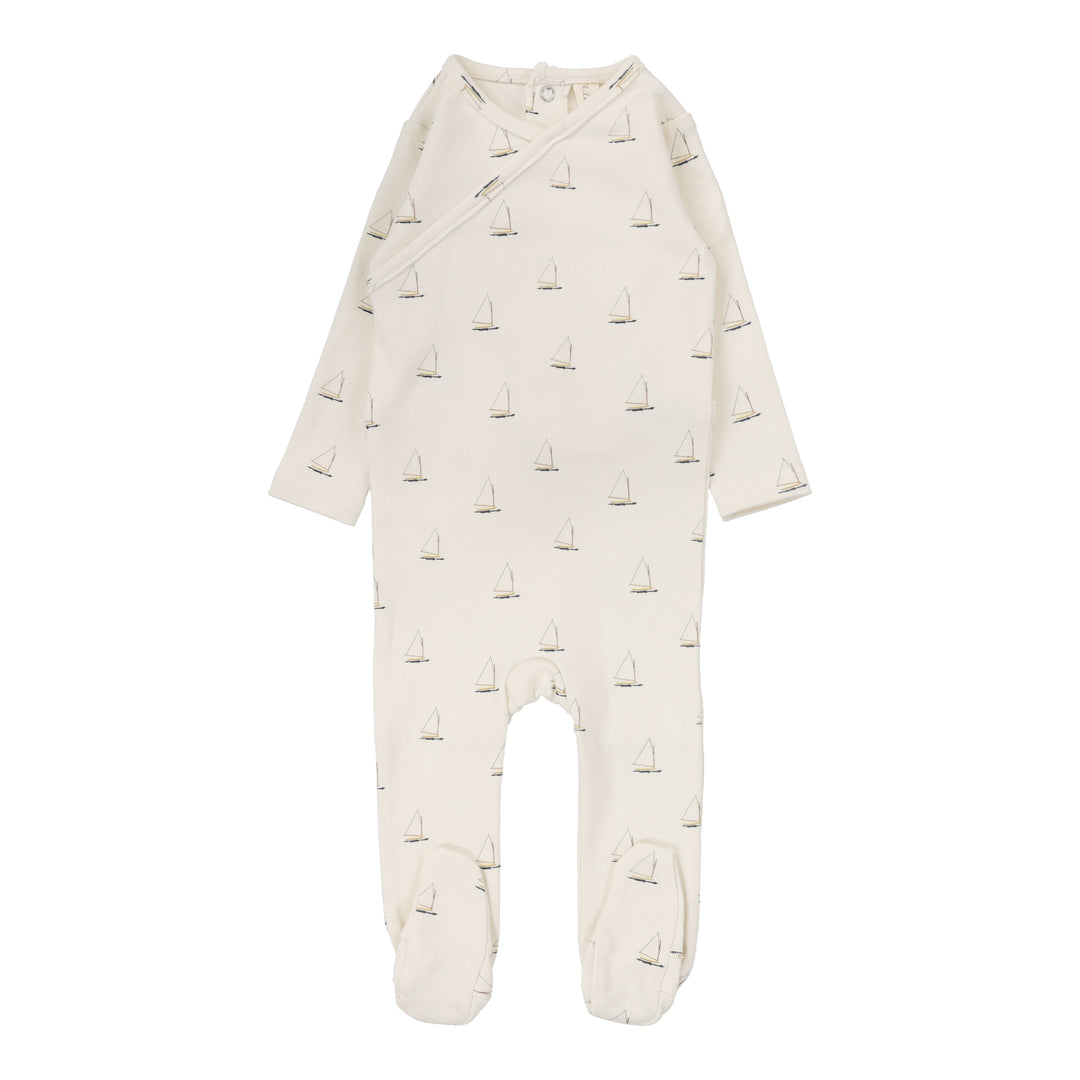 NAUTICAL FOOTIE-CREAM/ NAUTICAL PRINT