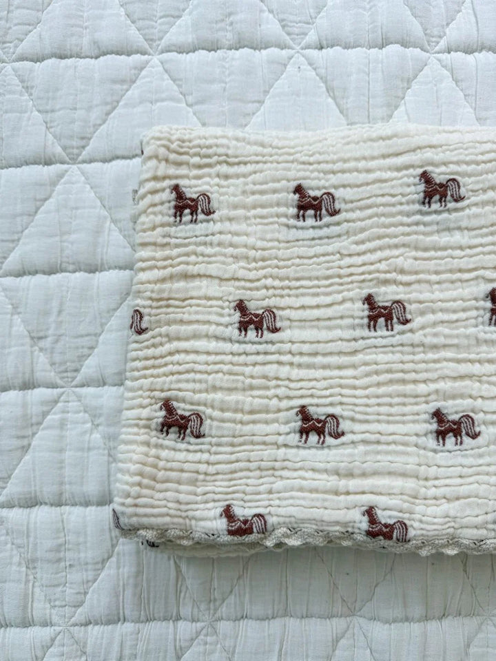 WHOLESALE LAYERED GAUZE BLANKET - PONY
