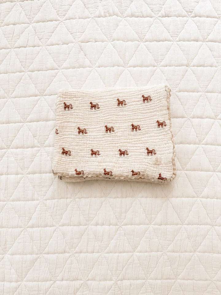 WHOLESALE LAYERED GAUZE BLANKET - PONY