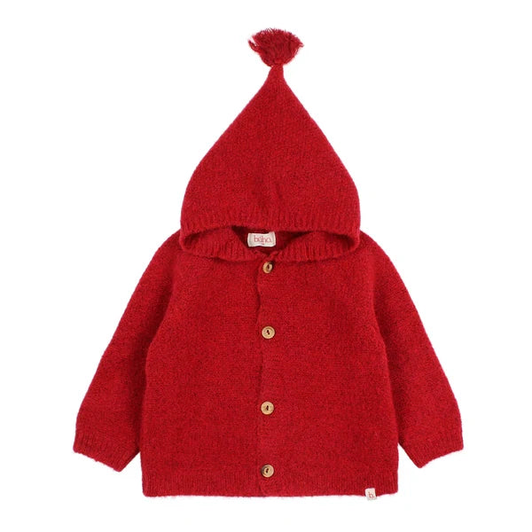 271 BB HOOD CARDIGAN - CHERRY
