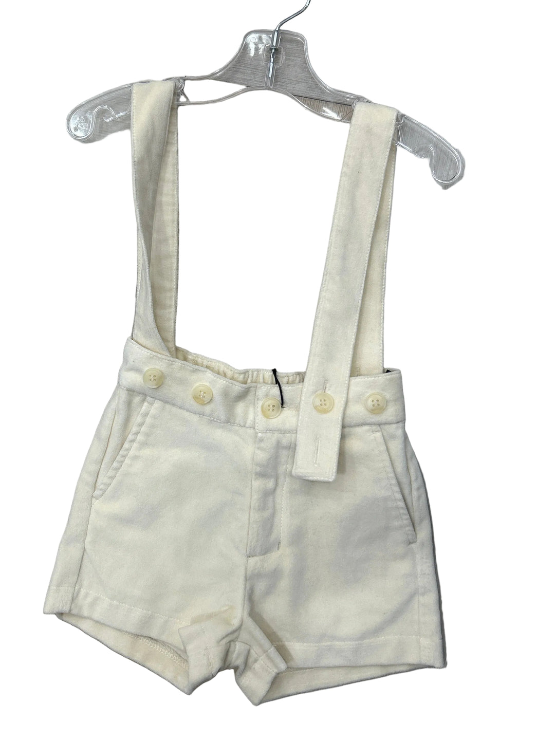 RVAW1005-CR SHORT VELVET OVERALLS IN TEAL AND PLUM - CREAM