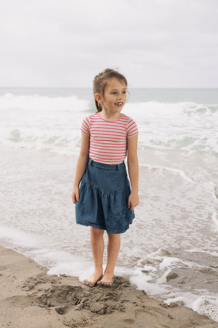 S26-05-DROP SLEEVE TOP-HOT PINK STRIPES