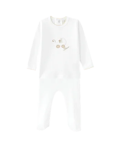 TEDDY BEAR CARRIAGE BABY SET-WHITE