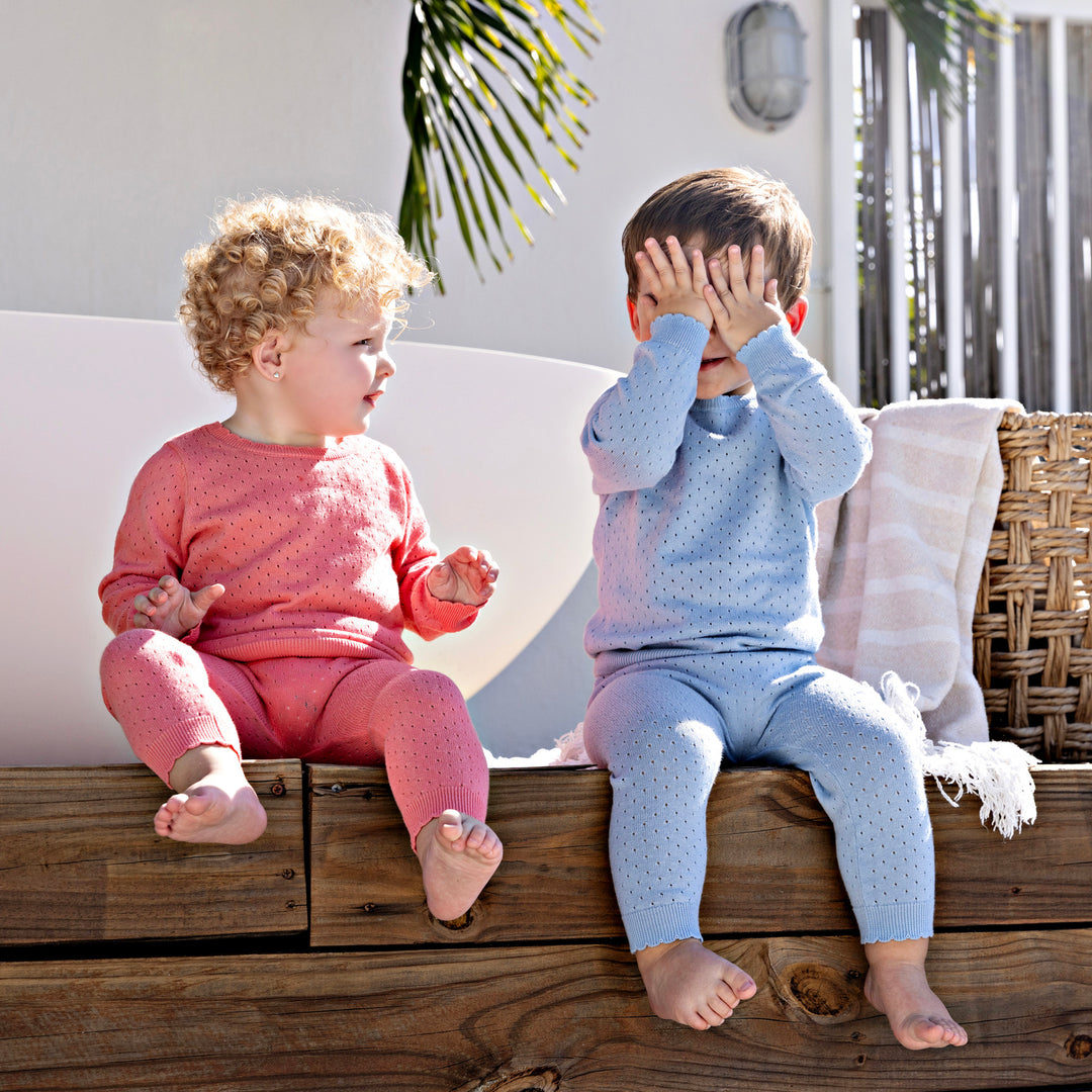 30963-Pointelle Sweater Set-Coral