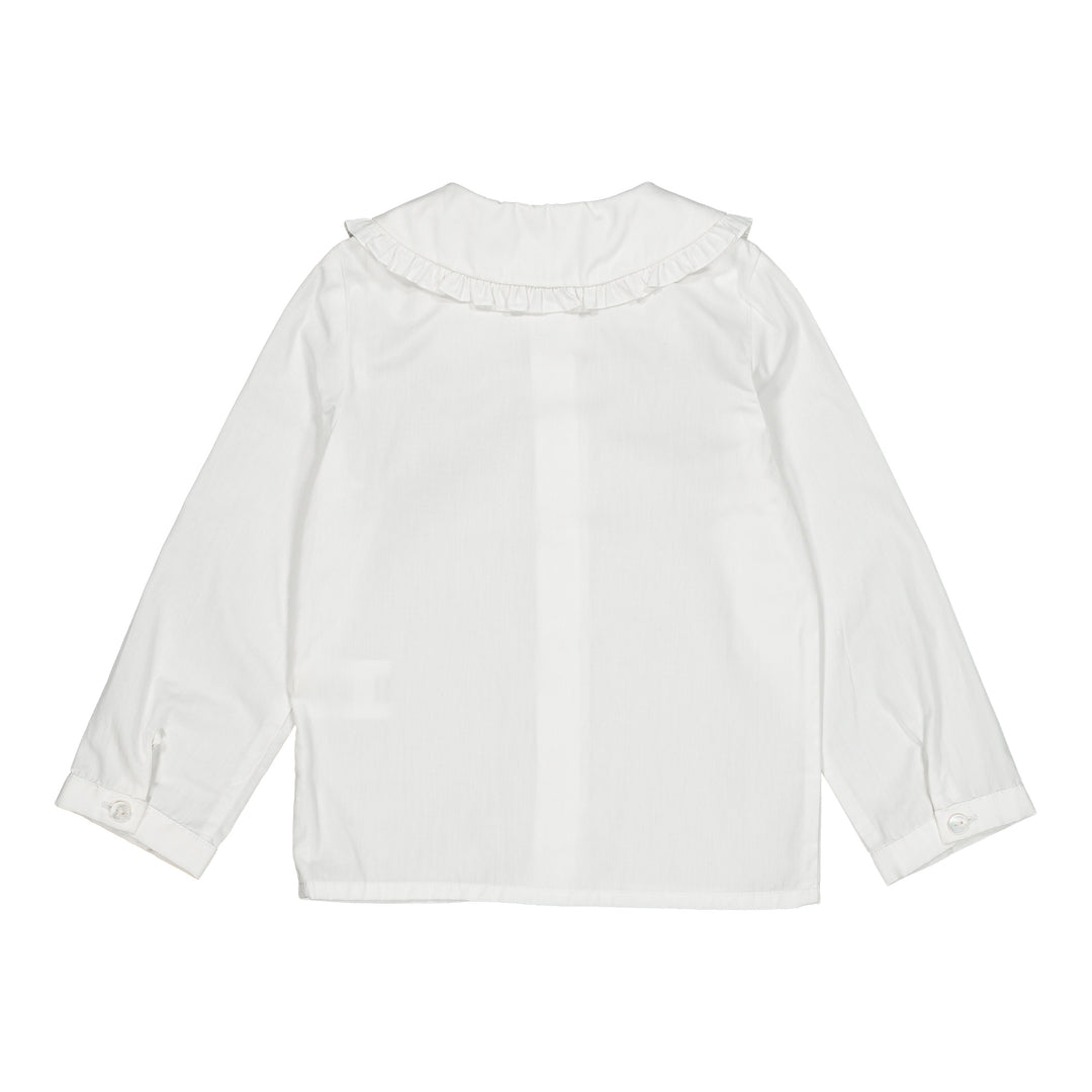 10010 HELENA GIRL BLOUSE - WHITE POPLIN WITH PINK EMBROIDERY