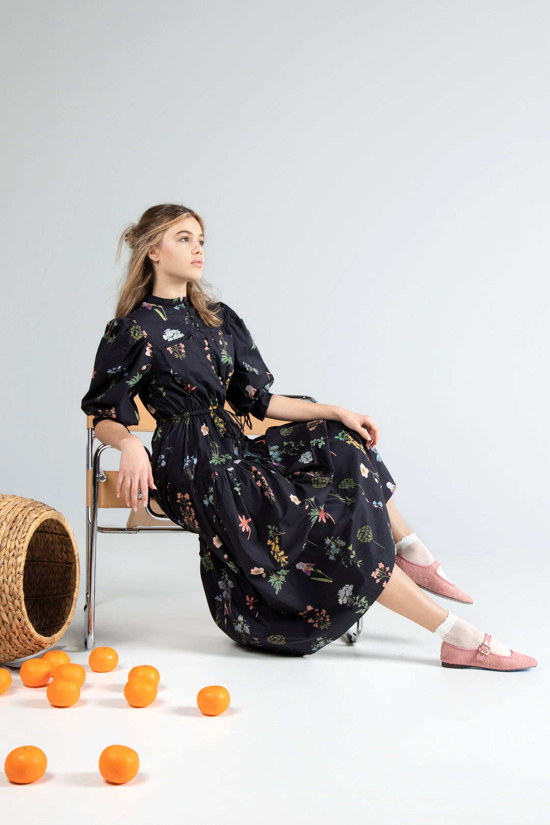 HDR701 FLORAL SMALL BUTTONS-BLACK