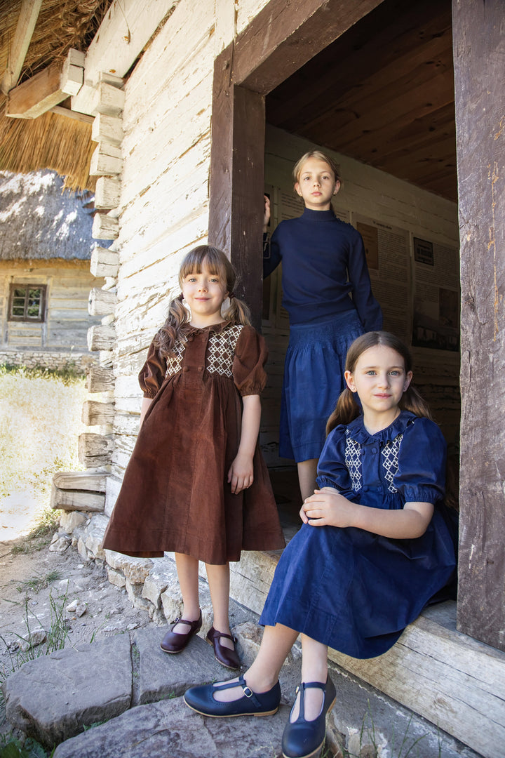 BSK916 SMOCKED SKIRT - NAVY