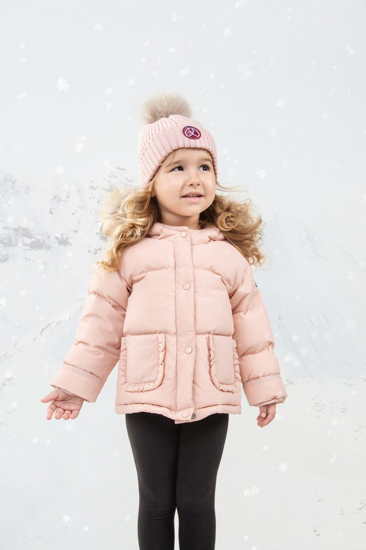 FW26-6033 LYANE ENFANT FUR DOWN JACKET - Baby Pink/White Lining