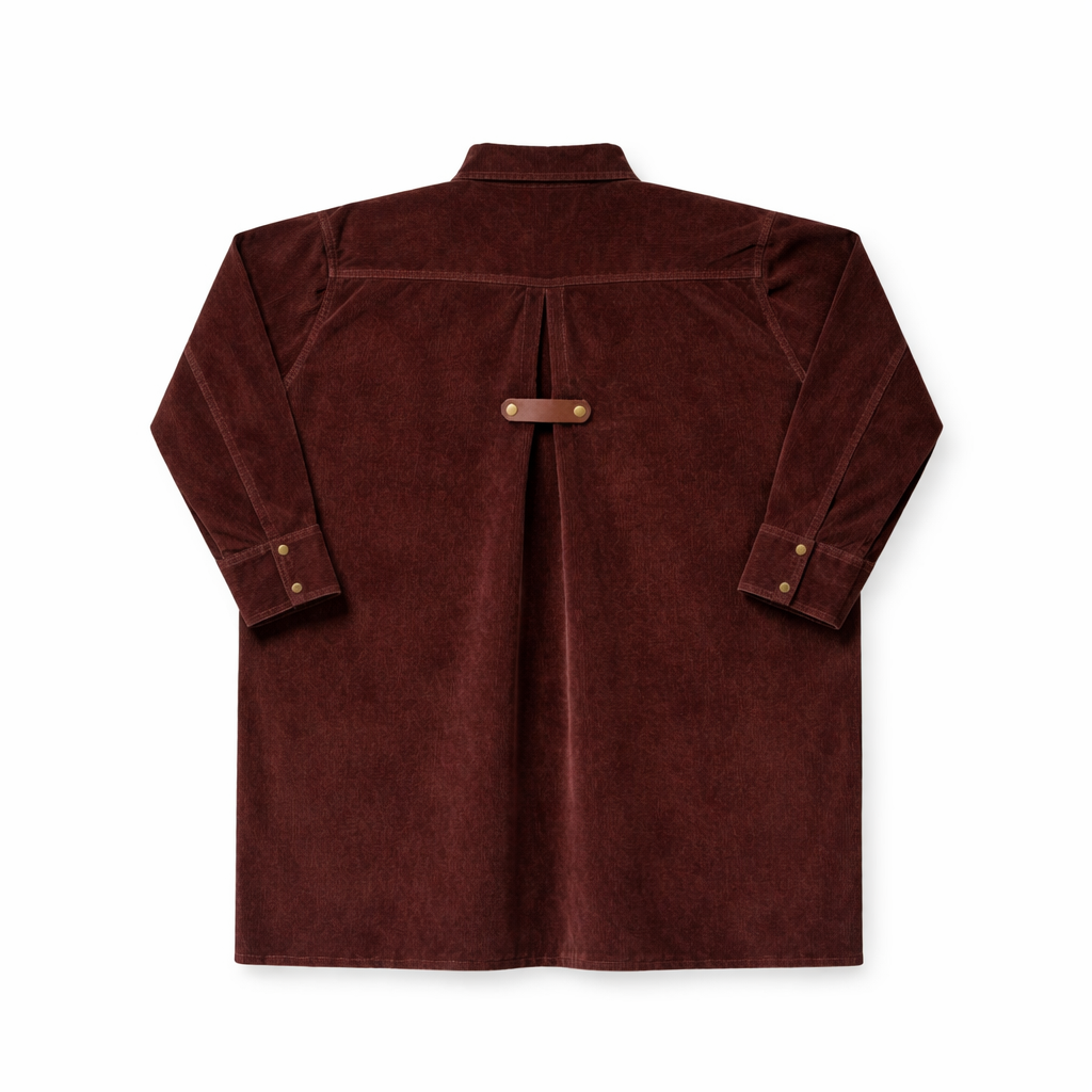 1202A Pleat Detail Shirt Dress - Brick Corduroy