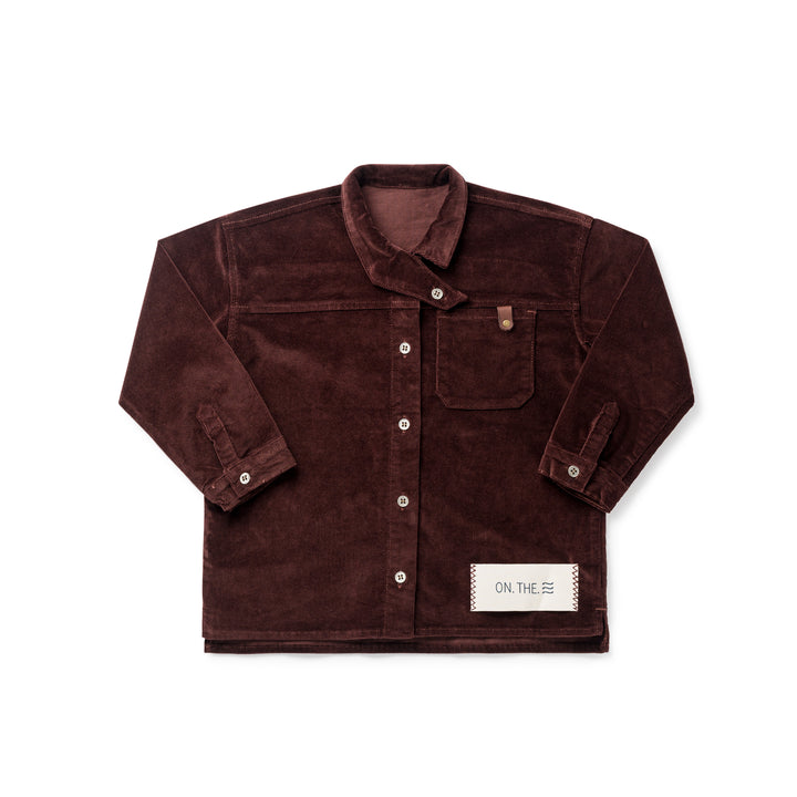 1203A Boy Crossover Collar Shirt - Brick Corduroy