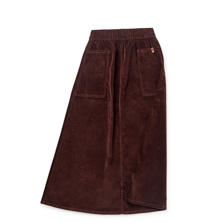1207A Teen Midi Pocket Skirt - Brick Corduroy