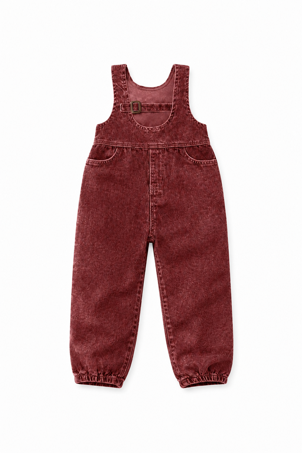 1208A Corduroy Buckle Romper - Red Wash