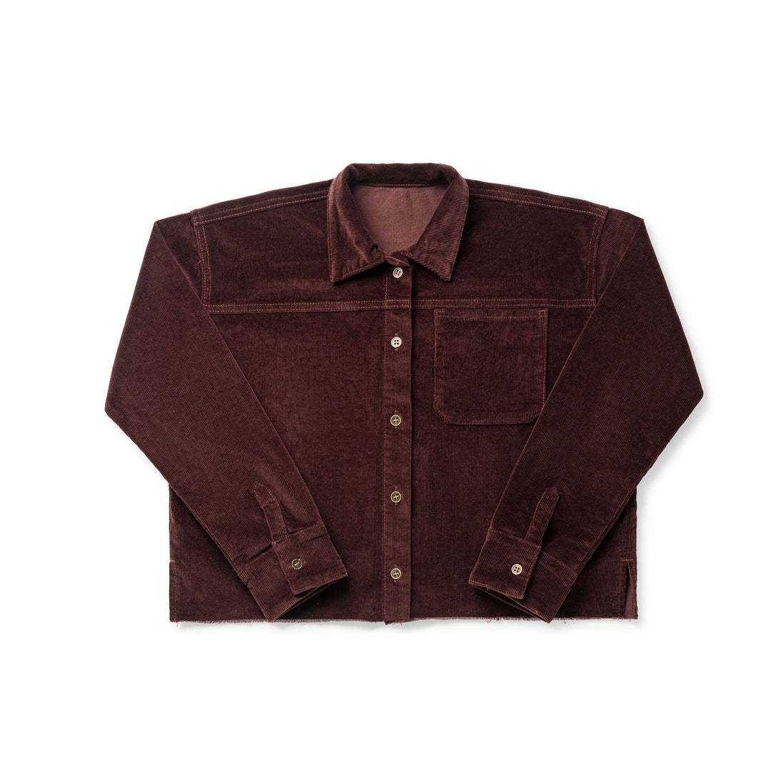 1213A Teen Pleat Detail Shirt - Brick Corduroy