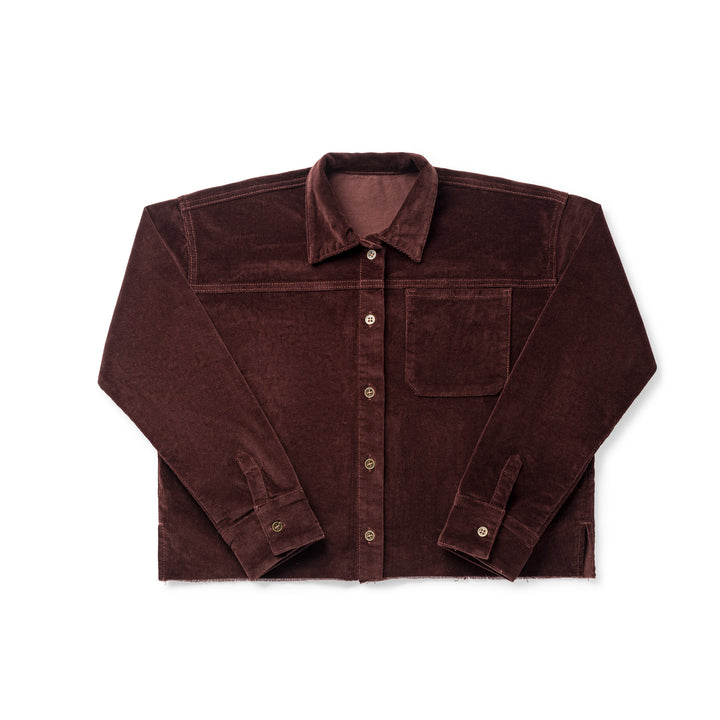 1213A Teen Pleat Detail Shirt - Brick Corduroy