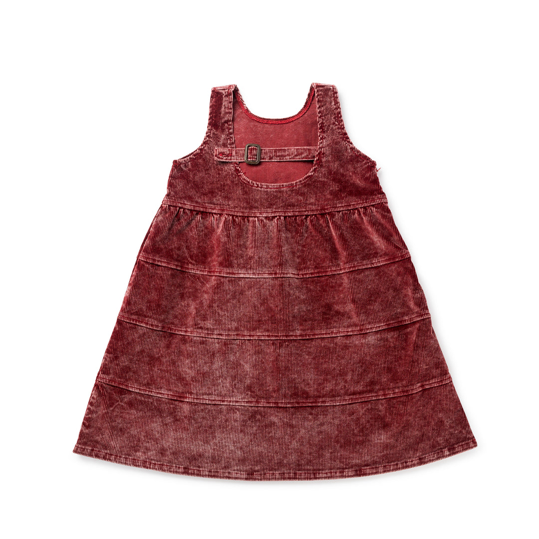 1216A Corduroy Jumper with Buckle Tab - Red Wash