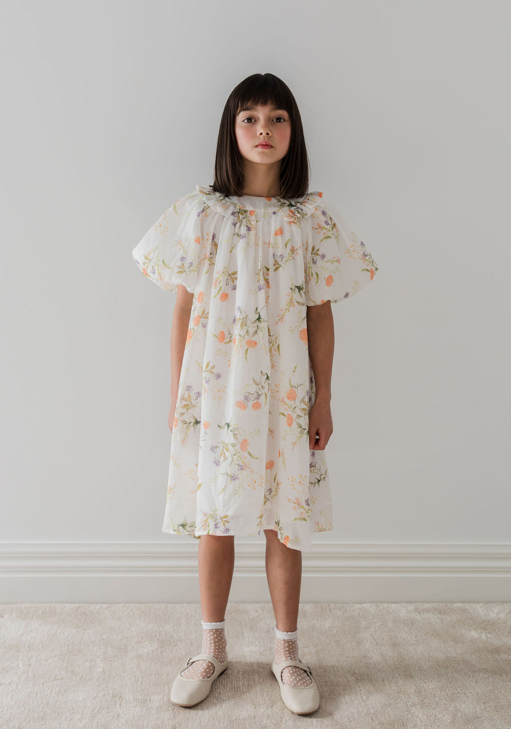 1262-S/S Summer Bouquet Smock Dress-Summer Bouquet Print