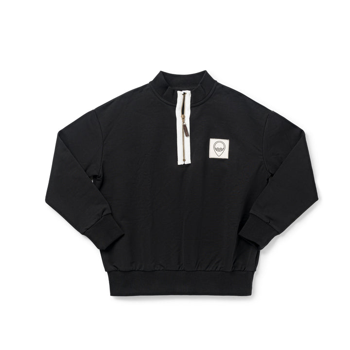1324 Boy Exposed Zipper Sweatshirt - Black