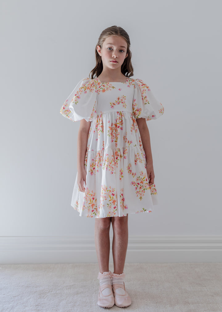 1353B-ELBOW SLV DITSY PRINT POPLIN DRESS