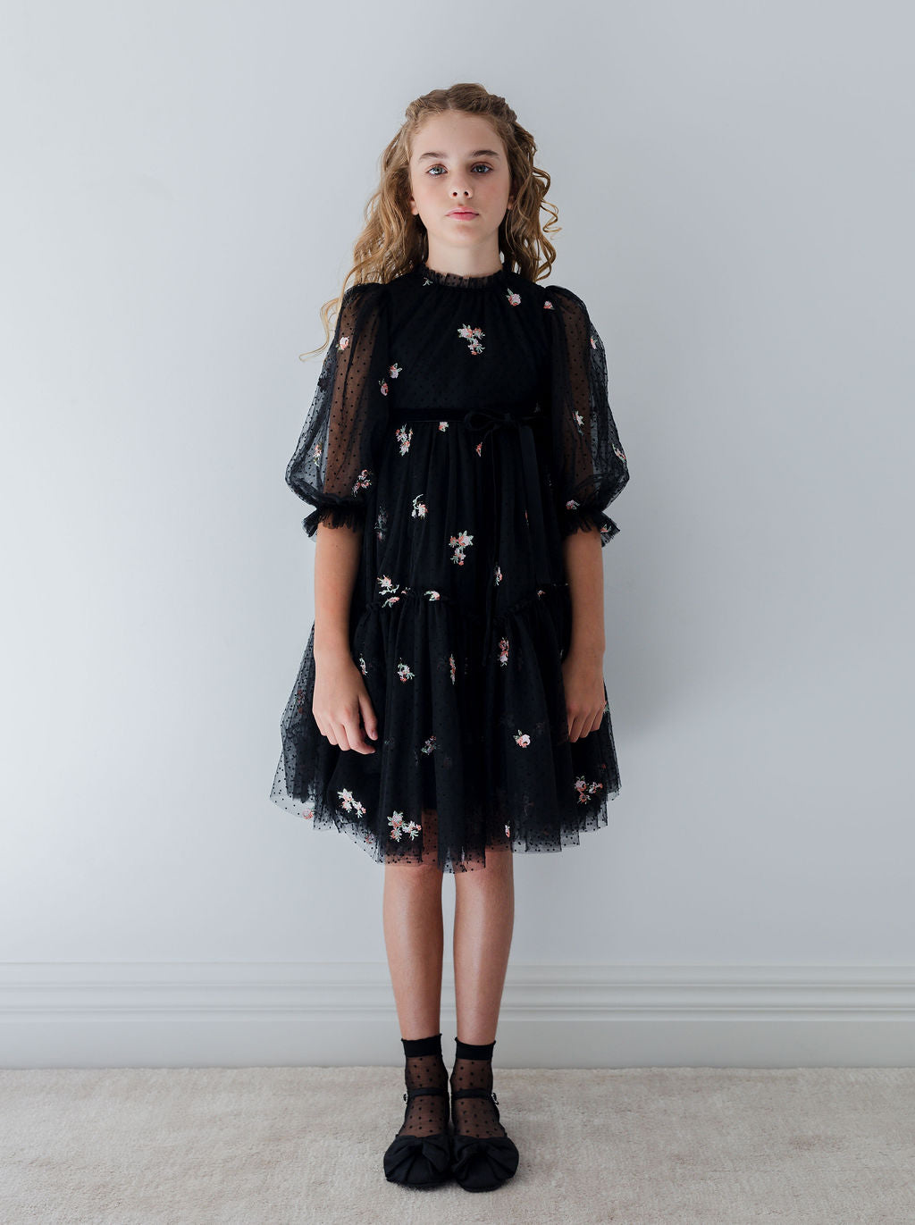 1391-Petite Rosebud Embroidered Dress-Petite Rosebud Embroidery