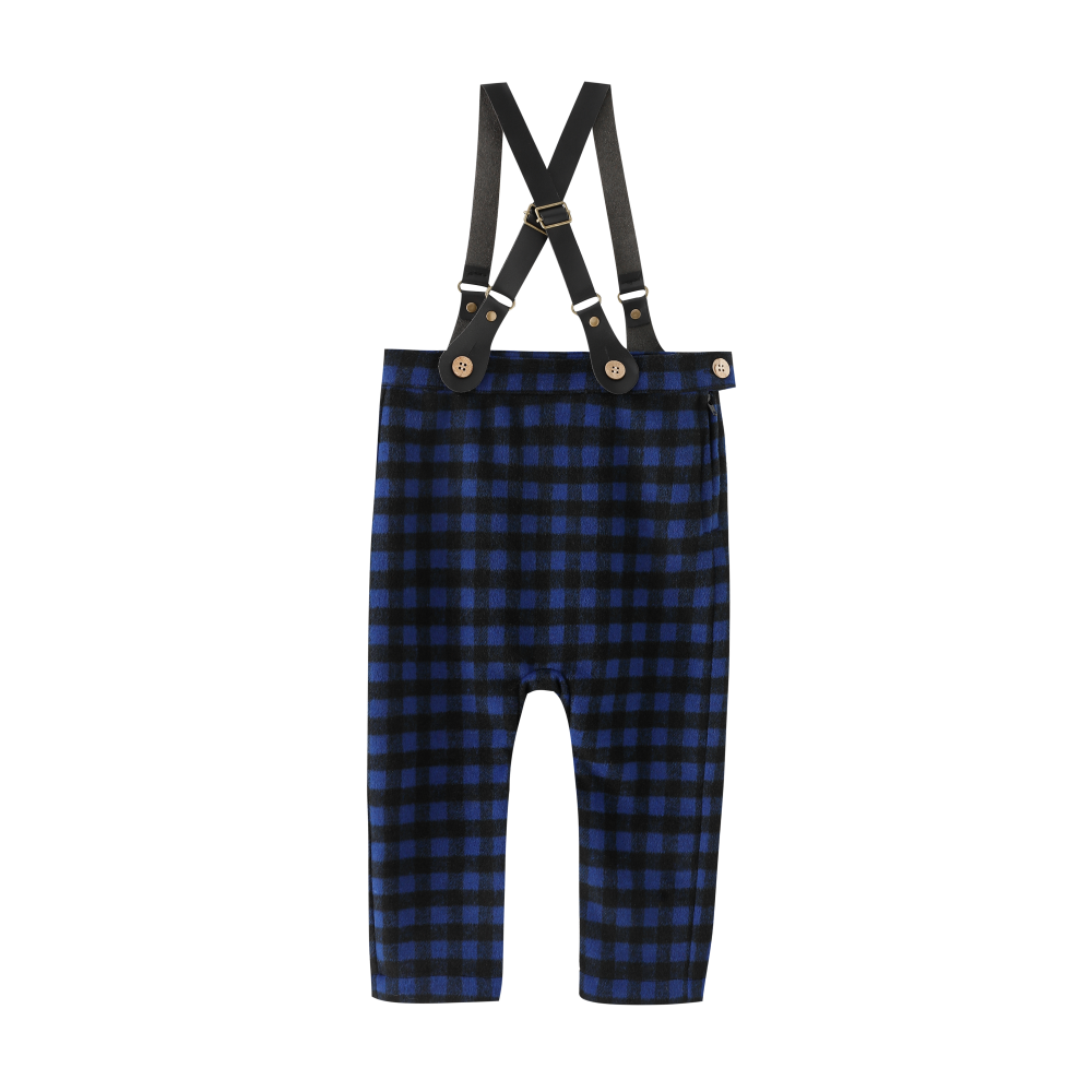 PLAID SUSPENDER PANTS-ROYAL BLUE PLAID