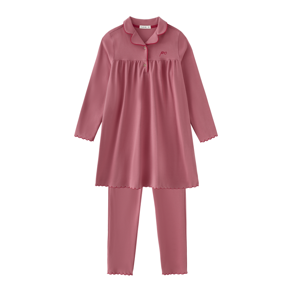 SCALLOPED GRANDPA NIGHTSHIRT-PINK