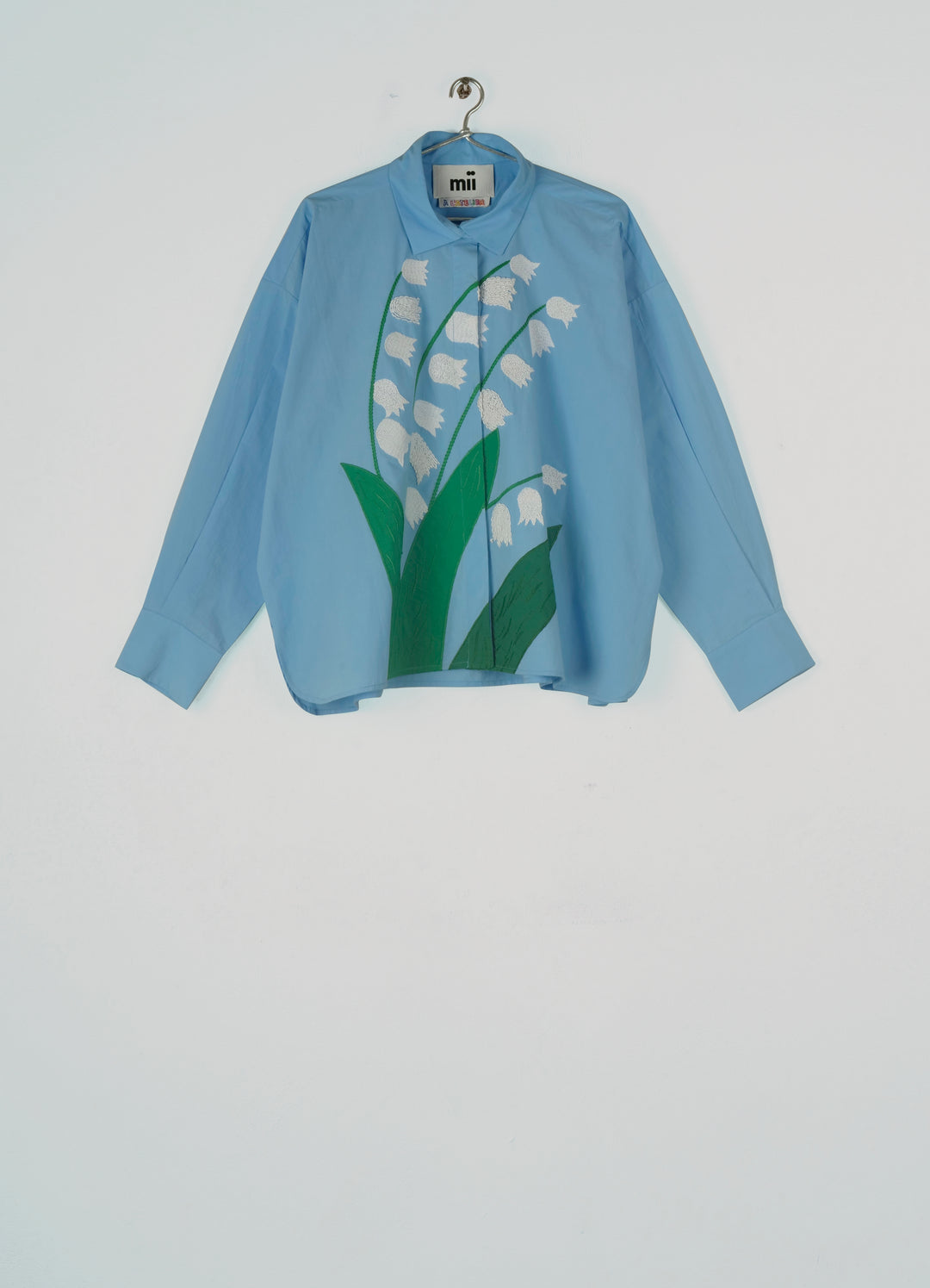 140/SHIRT GRETA-APPLIED EMBROIDERY COTTON LONG SLEEVE SHIRT-SKY BLUE